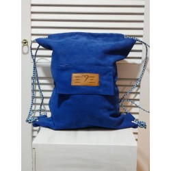 Leather Backpack Blue Navy