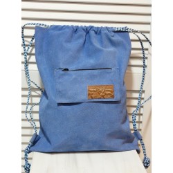 Leather Backpack Light Blue